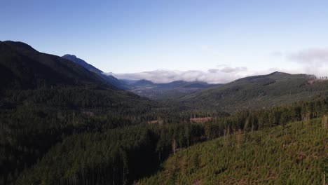 Beautiful,-slow-drone-footage-on-top-of-the-clouds-in-Olympic-National-Park-Port-Angeles,-Washington