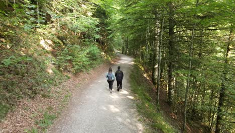 Young-couple-walking-on-forest-path