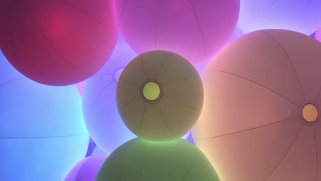 Artistic-shot-of-some-ball-lighting-up-in-different-colors-and-switching-colors-as-a-decoration