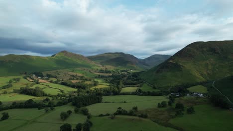 Aerial-view-of-the-stunning-Newlands-Valley,-Lake-District,-Cumbria,-England
