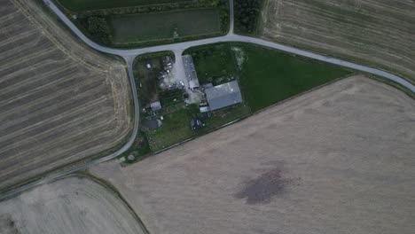 A-farm-from-above,-in-snedsted-in-denmark