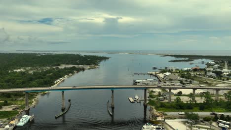 Aerial-approach-view-of-Big-Lagoon-in-Perdido-Key,-Florida