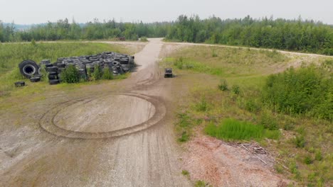 4K-Drone-Video-of-the-ATV-Driving-Around-Tanana-Lake-Recreation-Area-in-Fairbanks,-AK-during-Summer-Day-4