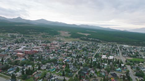 Downtown-Leadville-Colorado-at-Sunrise-Aerial