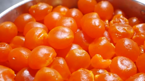Many-of-Orange-Salted-Yolk,-Close-Up-1