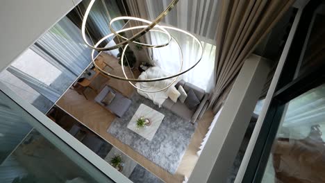 Modern-Luxury-Living-Room-Interior-Design,-Top-View,-No-People