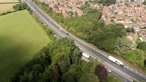 Aerial-Timelapse-of-A55-Road-near-Buckley,-North-Wales