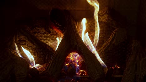 Slow-motion-shot-flames-on-fireplace,-Natural-pattern,-Close-up