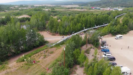 4K-Drone-Video-of-Trans-Alaska-Pipeline-in-Fairbanks,-AK-during-Sunny-Summer-Day