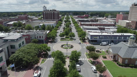 Drone-shot-of-downtown-Goldsboro-North-Carolina
