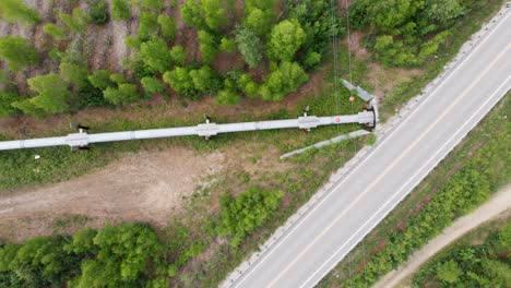 4K-Drone-Video-of-Trans-Alaska-Pipeline-crossing-under-Roadway-in-Fairbanks,-AK-during-Sunny-Summer-Day-7