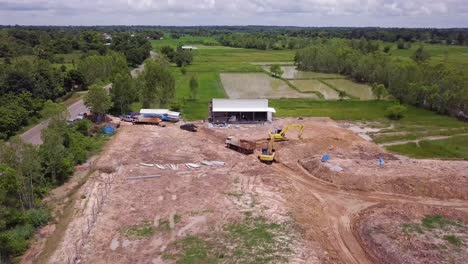Drone-shots-of-a-cannabis-plantation-under-construction-in-Northern-Thailand,-Udon-Thani