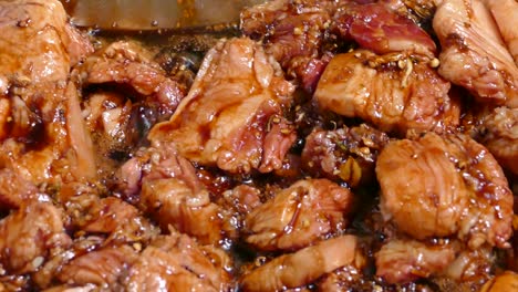 Pork-Stew-Boiling-in-Dark-Soy-Sause-Gravy,-Close-Up