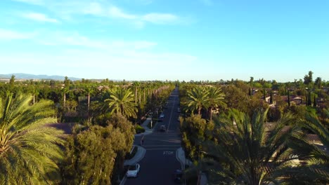 Aerial-reveal-of-Woodbury-Village-in-Irvine,-Orange-County-California
