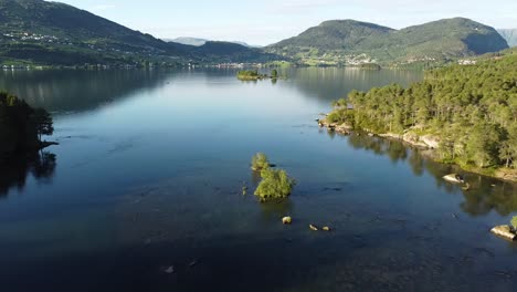 Flying-over-a-lake-in-Norway