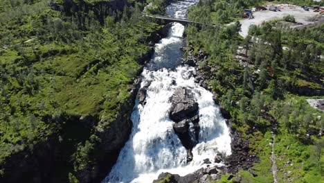Flying-towards-the-huge-waterfall-of-Voringfossen-in-Norway