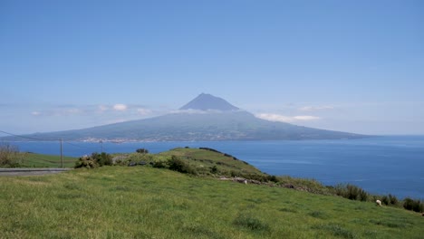 Reveal-of-Pico-Mountain-in-Azores-,-Portugal
