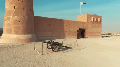 Zubara-Fort-In-Der-Wüste-Von-Katar---Drohnenaufnahme
