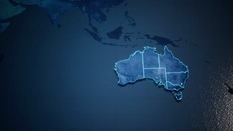 Abstract-geometric-futuristic-concept-3d-Map-of-Australia-with-borders-as-scribble,-blue-neon-style-1