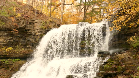 Picturesque-Lower-Decew-Falls-Cascading-On-Rugged-Cliff-During-Autumn-In-Ontario