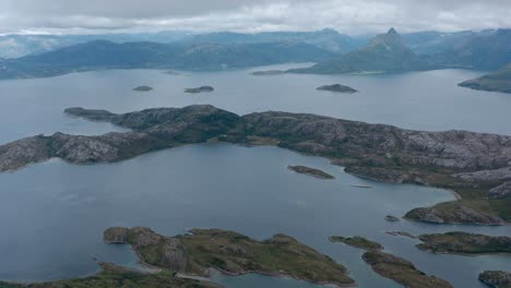 Aerial-View-Of-Islands-And-Fjords-In-Norway---drone-shot