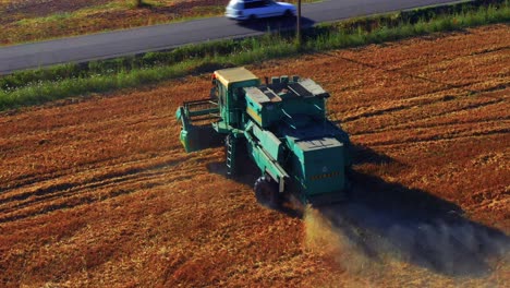 Combine-Harvesting-Wheat-Crops-At-The-Farm-In-Lithuania