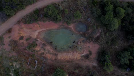 South-African-Pond-Farm-In-Rooiberg-Natural-Reserve,-Aerial-Top-Down