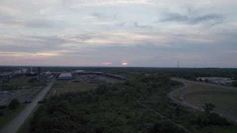 A-drone-shot-of-a-vast-land-at-sunset-time