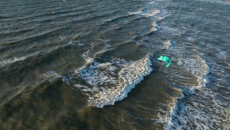Slow-Motion-Aerial-Drone-Shot-of-Kite-Boarder