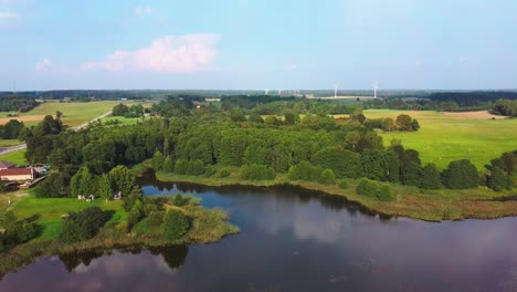 Panorama-of-Alsunga-City-Lake-with-Large-Wind-Turbines-for-Electric-Power-Production-in-Latvia-5