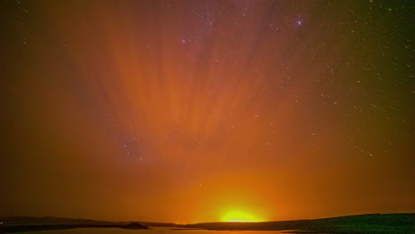Timelapse-shot-of-milky-way-galaxy-stars-at-night-sky-with-sun-rising-over-the-horizon