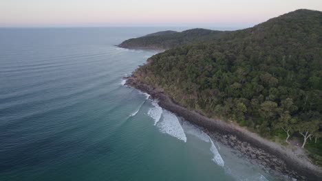 Aerial-Drone-View-Of-Little-Cove-Beach-At-Noosa-National-Park-In-Queensland,-Australia