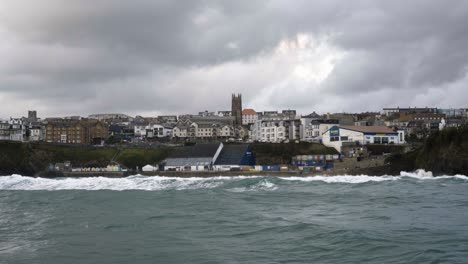 Rough-Sea-And-Strong-Wind-As-Storm-Alex-Hits-Newquay-On-The-Cornish-Coast-In-England