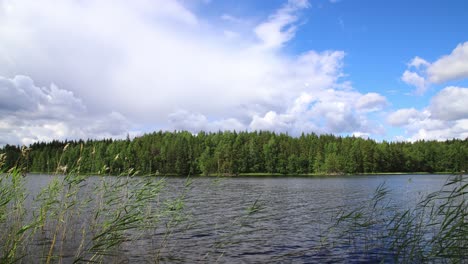 Zeitraffer-Der-Seenlandschaft-In-Finnland-Im-Sommer