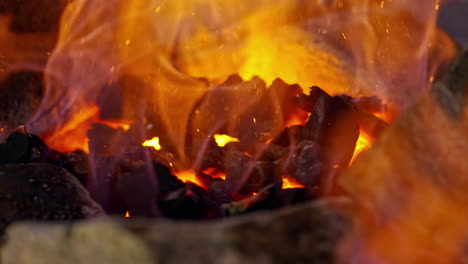 Close-up-of-a-fire-burning-in-a-blacksmith-shop