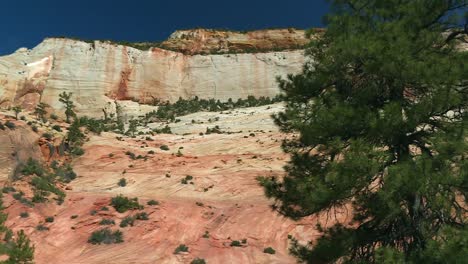 Slick-Sandstone-Cliff-Formation-In-Zion-National-Park-Canyon-Landscape