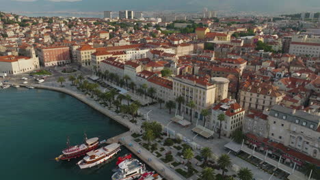 AERIAL-Shot-of-the-city-of-Split-in-Croatia,-Europe