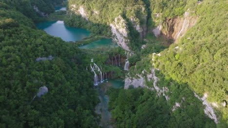 AERIAL-Shot-of-Plitvice-Lake-National-Park-in-Croatia,-Europe-15