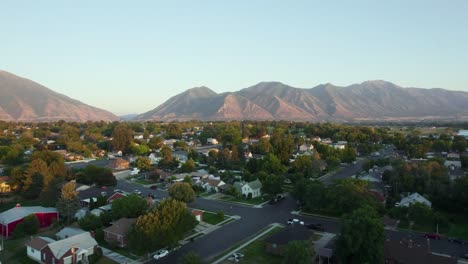 Residential-Urban-Neighborhoods-in-Spanish-Fork-City,-Utah-County---Aerial