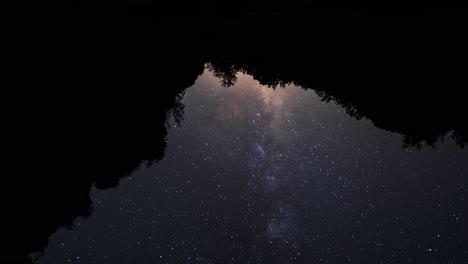 Dramatic-Milky-Way-time-lapse-reflection-in-a-lake-inside-a-forest