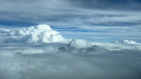 Pilot-poin-of-view-from-a-jet-cockpit-at-cruise-level-360-in-a-turbulent-and-stormy-sky