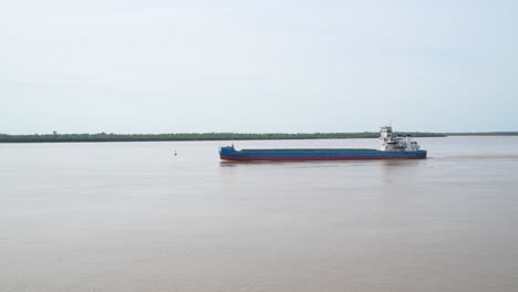 An-empty-sea-vessel-sailing-on-Paraná-river-in-Argentina