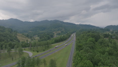 Slow-aerial-pan-of-Interstate-40-in-North-Carolina
