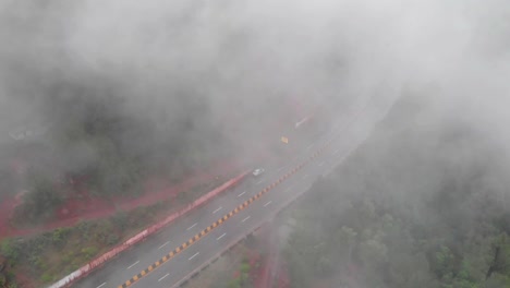 Aerial-Birds-Eye-View-Of-Muree-Expressway-Through-Dense-Fog