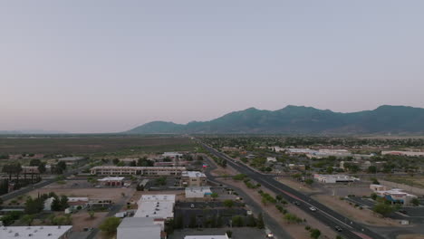 Aerial-footage-of-a-road-in-southern-Arizona-in-the-morning-next-to-the-Mexican-border