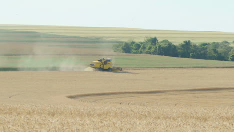 Wide-shot-of-a-seeder-tractor-harvesting-soybeans-in-the-country-1