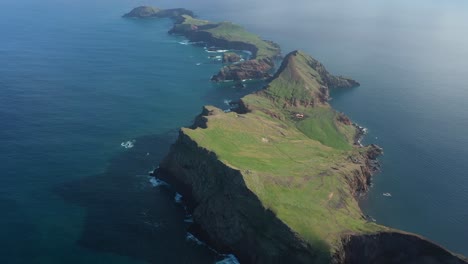 Drone-shot-over-the-peninsula-and-its-cliffs-in-Madeira