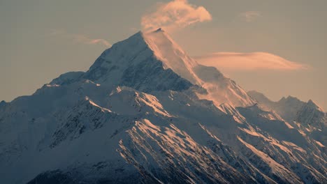 A-sunrise-timelapse-with-clouds-flowing-over-the-peak-of-Mount-Cook-on-the-South-Island-of-New-Zealand