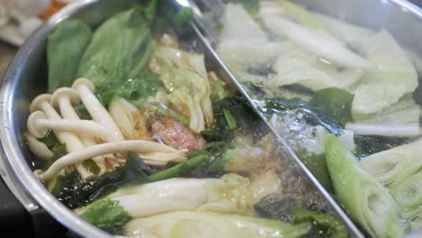 Close-up-view-to-the-hotpot-shabu-full-view-vegetable-and-mushroom