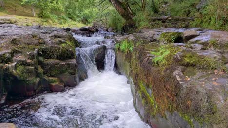 Slow-Motion-of-Small-Waterfall-at-Sgwd-Clun-Gwyn-in-Brecon-Beacons-Wales-UK